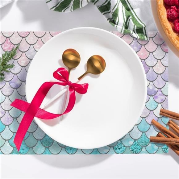 Set of 4 Placemats for Dining Table - Mermaid - 18 x 12 inch - Picture 3 of 7